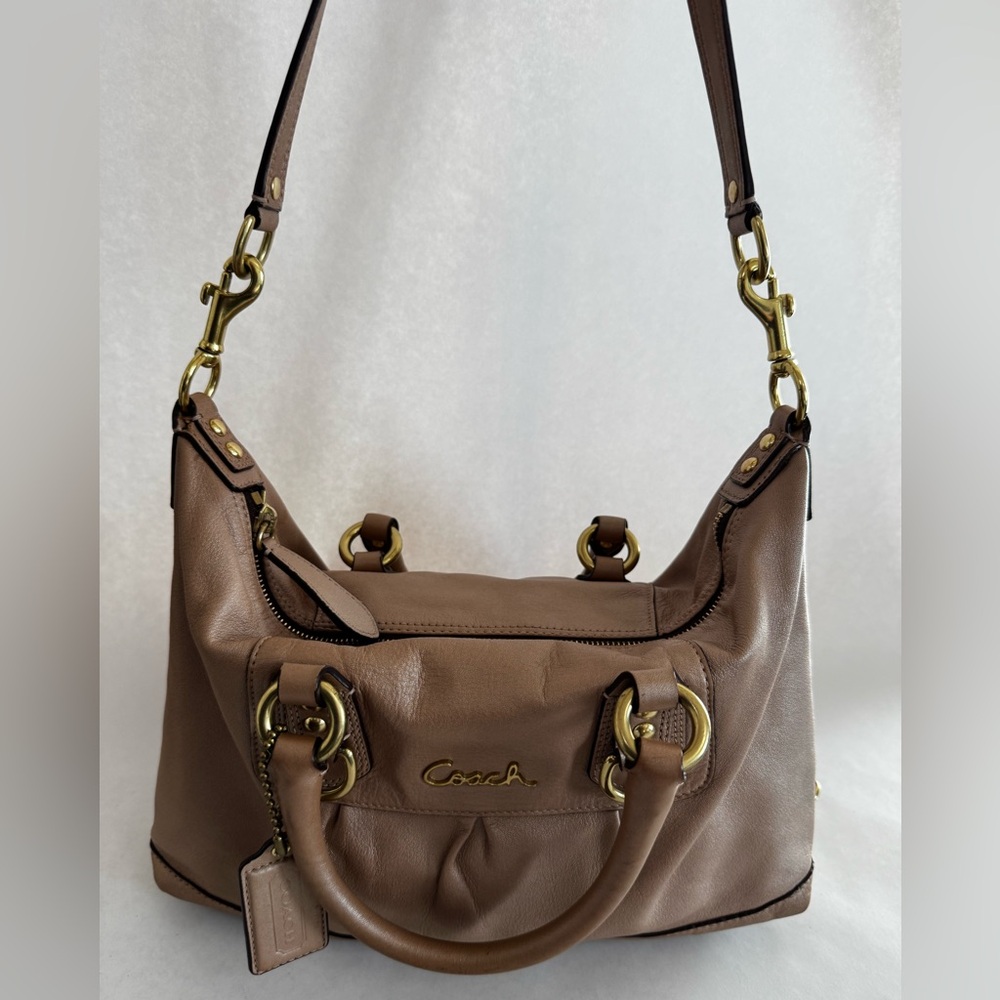 Coach Ashley Metallic Gold Leather Satchel with Crossbody Strap and Hangtag - Picture 11 of 11